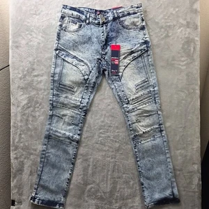 Phat Farm Ice Blue Distressed Skinny Jeans Men’s 30x30 Stretch NWT - Picture 1 of 15
