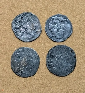 4 Pcs Dutch Netherlands VOC LION 2 Stuiver Year 1600 " SILVER Coin_Z162 - Picture 1 of 4