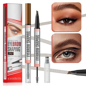 (2 Pcs)2-in-1 Microblading Eyebrow Pen With 4-Fork-Tip Brow Pen + Sealing Bro... - Picture 1 of 6