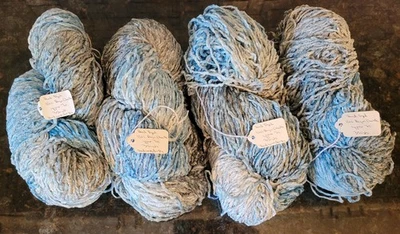 Hand-dyed 100% Rayon Chenille yarn, Lot of 4 Skein, New - Image 1 of 4