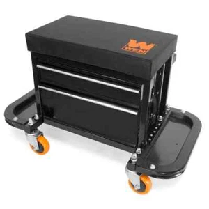 WEN Rolling Tool Chest Seat 400-Pound Capacity Garage Glider W/ Storage Pouch - Picture 1 of 4