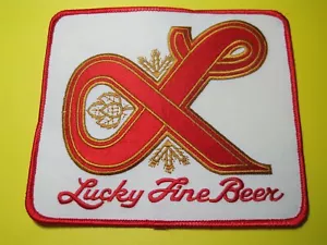 BIERAUFNÄHER LUCKY FINE BEER AMERIKANISCHE BIERMARKE GROSSE RÜCKENGRÖSSE!!! - Bild 1 von 12