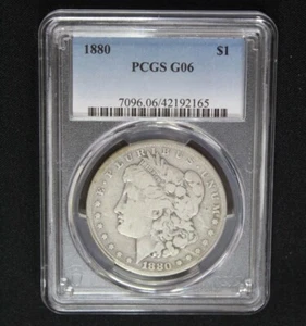 1880 P Morgan Silver Dollar Low Ball Graded Coin PCGS G06 Certified - Picture 1 of 5