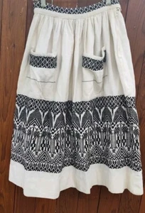 Vintage Hand Loomed Linen Skirt With Pockets Textiles Guadalajara - Picture 1 of 18