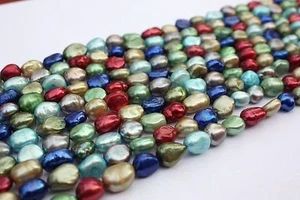 BR39B 10xStrang Süßwasser Perle Schmuck bunt Halsketten 8-9mm barock Zuchtperlen - Picture 1 of 1