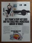 Hormel 1987 Vintage Print Ad Frank N Stuff Hot Dogs Ram Security Truck Cash Bags