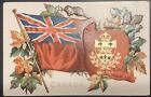 British Columbia BC Canada Red Flag Beaver Leaves Coat of Arms Postcard Embossed