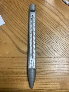 VINTAGE ALUMINUM SOIL THERMOMETER HERRIN FERTILIZER CO BUFFALO ILLINOIS 9.5" - Picture 1 of 8