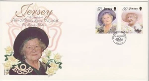 GB Stamps First Day Cover Jersey Queen Mother 100th Birthday, royalty, rose 2000 - Picture 1 of 1