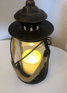 12” Bronze Coloured Battery Led Light Lantern Indoor Outdoor Patio Mood Lighting