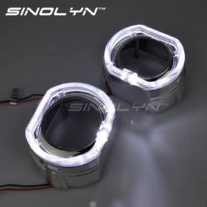 Square LED DRL Angel Eye Bezel Shrouds Masks For 2.5'' WST H1 Projector Lens - Picture 1 of 7