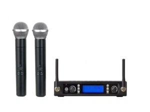 Karaoke Wireless Microphone System UHF PLL Dual mic Handheld Mike Small Receiver - Picture 1 of 2