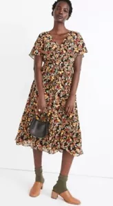 Abito midi Madewell Dolman con maniche e orlo con volant in giardino fiorito taglia 10 $148 - Foto 1 di 11