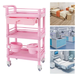 Professional Pink Beauty Salon Storage Trolley Cart Barber Spa Table 1 Drawer - Picture 1 of 19