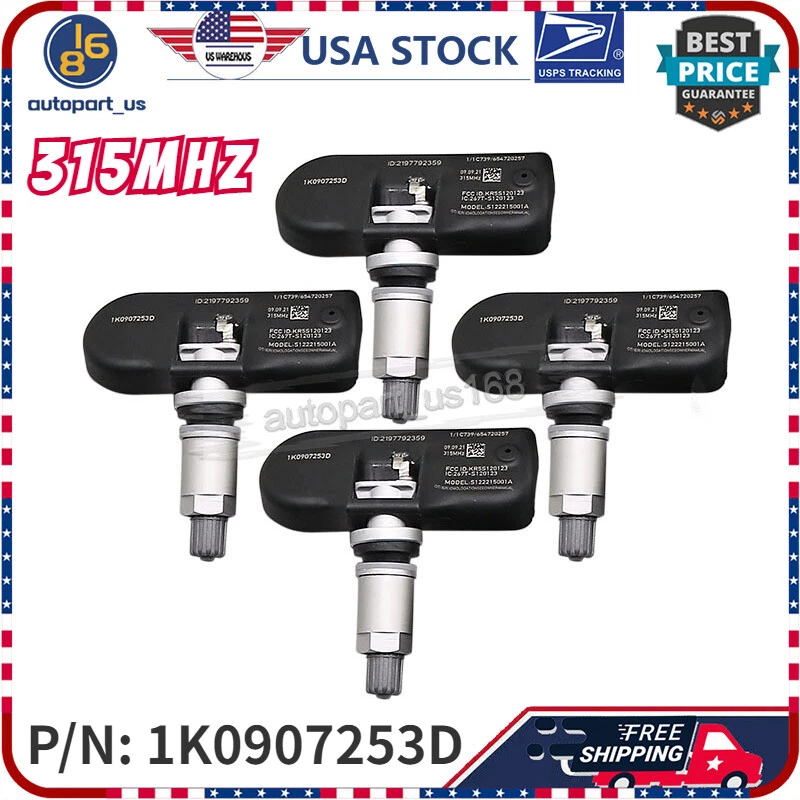 (4) Tpms Valve 1K0907253D Tire Air Pressure Sensor for Audi A3 A4 A5 Quattro S5 - Изображение 1 из 4