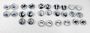 Ohr Stecker 14 mm Cabochon Glas nach Motivwahl schwarz weiss - Bild 1 von 20