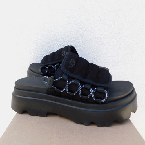 SANDALI SLIDE UGG NERI CALLIE PLATFORM DONNA US 9 5 EUR 40 5 ~NUOVI CON SCATOLA