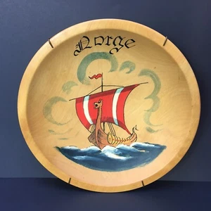 Vintage Hand Painted Norwegian Viking Ship Wall Hanging ~ NORWAY  - Picture 1 of 2