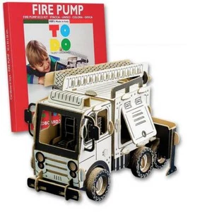 Camion d'incendie en kit carton à colorier et à monter sans colle - 84 pièces - - Foto 1 di 1