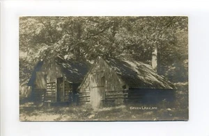 Green Lake ME Maine RPPC foto real postal 1909, cabañas de troncos rústicas - Imagen 1 de 2
