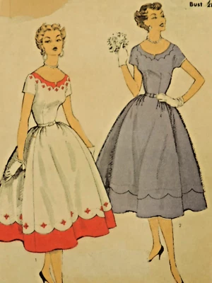 1950s Miss Advance 6649 Pattern Swing/Full Scoop Neck Dress Sz: 10 B28 COMPLETE - Image 1 of 4