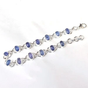 Natural Tanzanite Bracelet 925 Sterling Silver Blue Tanzanite Bracelet-B065 - Picture 1 of 3