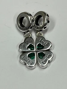 LUCKY HOPE HAPPY LOVE DANGLE (2 Charms) s925 Silver Charm by Charm Heaven - Picture 1 of 3