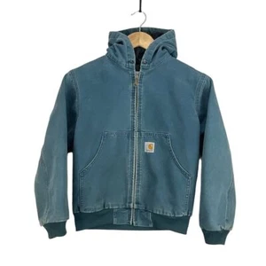 Vintage Carhartt Mid-Weight Quilt Lined Jacket Youth Medium JQ696 Cobalt Blue - Picture 1 of 12