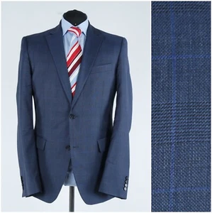 Mens PIERRE CARDIN Blazer 42R UK Size Check Blue Wool Sport Coat Jacket - Picture 1 of 14