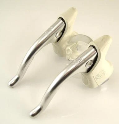 Vintage EXC Campagnolo TRIOMPHE Brake Levers road bike white hoods Victory (LB) - Image 1 of 4