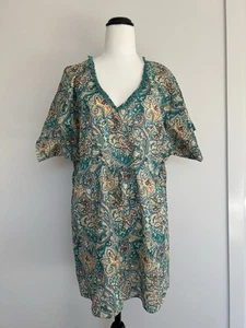 Fleur Wood Women’s Blouse Tunic Cotton Floral Paisley Size 2 AU 8-12 - Picture 1 of 6