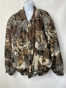 Vintage Fuda International Damen 100% Seide 90’s Bomberjacke Größe XL Tiger 90s - Bild 1 von 12
