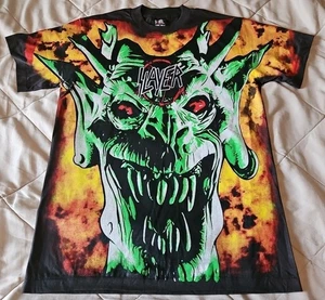 Vtg Slayer Shirt Large 90s Root Of All Evil AOP Single Stitch Giant REPRINT - Picture 1 of 8