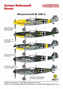 Messerschmitt Bf 109F-4 - 1942 - 48017 - decals - Picture 1 of 2
