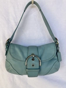 Vintage Y2K Coach Soho 9247 Blau Leder Schultertasche Silber Schnalle - Bild 1 von 10