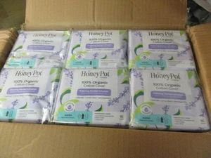 CASE OF 12 Honey Pot Organic Cotton Herbal Infusion Super Pads W WINGS LB20 - Picture 1 of 4