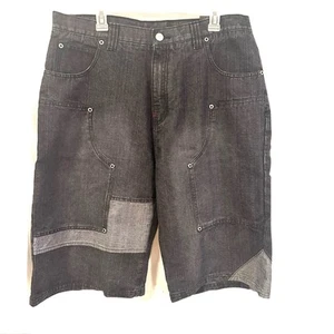 NBN Gear NWT Denim Shorts Size 38 Black Gray Skater Grunge Hip Hop - Picture 1 of 11