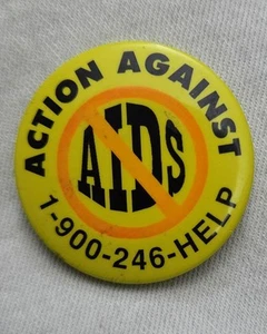 Vintage "Action Against AIDS Button" in Top Zustand Pinback - Bild 1 von 3