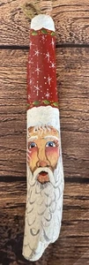 Long Cresent rivière bois flotté Père Noël mur suspendu Noël art populaire rustique - Photo 1/10