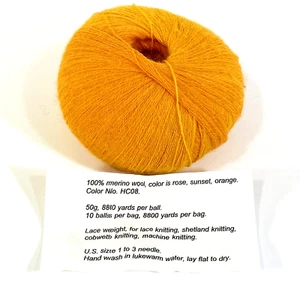 Garn 100% Merinowolle Lace Gewicht 50g Farbe #HC08 Rose Sunset Orange - Bild 1 von 8