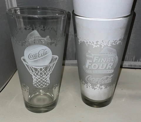 NCAA Final Four Championship Clear Glass San Antonio Kansas Basketball Lot Of 2 Cover