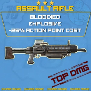 FALLOUT 76 PC BLOODIED EXPLOSIVE -35% AP COST ASSAULT RIFLE BROTHERHOOD - Picture 1 of 1