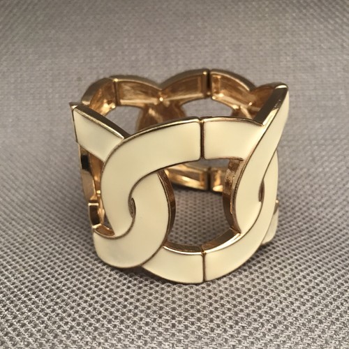 OFF WHITE Bracciale elasticizzato bianco al forno e metallo oro