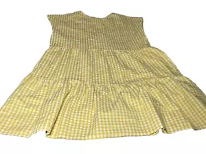 Neu Time and Tru Damen Kleid Stufenkleid Gingham gelb gewebte Taschen M - Bild 1 von 5