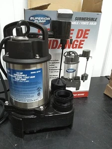 Superior pump 92751  3/4HP Submersible Stainless Steel-Cast Iron Sump Pump - Picture 1 of 4