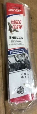 12 Packs Eagle Claw Size 4 Red Single Snell Baitholder Hooks 139GEH-4 (72 Total) - Image 1 of 4