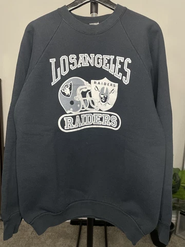 Vintage Los Angeles Raiders Sweatshirt Mens XL Black NFL Crewneck Sweater LA 90s Cover
