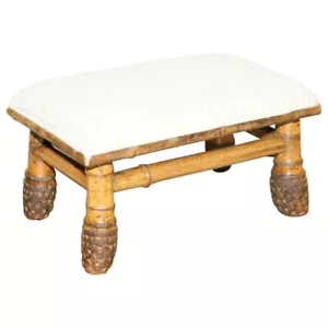 SMALL ANTIQUE CIRCA 1880 AESTHETIC MOVEMENT BAMBOO CARVED CHINESE FOOTSTOOL - Picture 1 of 20