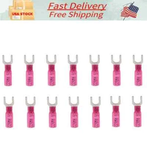 Heat Shrink Crimp Spade Terminal Fork Shape Wire Connector 22-16 AWG M5 50PCS - Picture 1 of 10