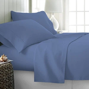 Comfy Sheets Egyptian Cotton 800-TC KING Sheets 4 Piece Set - Deep Blue - Picture 1 of 10